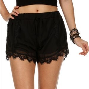 Black lace trimmed shorts
